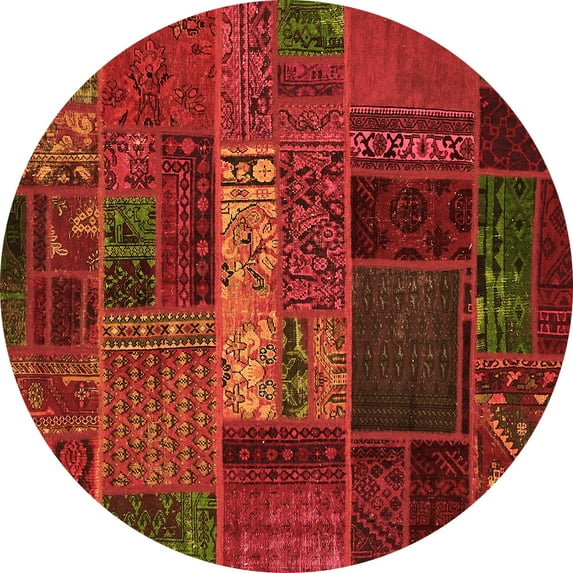 Ahgly Company Indoor Round Oriental Orange Modern Area Rugs, 8' Round