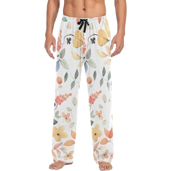 Colorful Cute Flowers Ghost Pajama Pants, Men's Lounge Pants Light with Drawstring and Pockets, Christmas New Year Birthday Father's Day Gifts