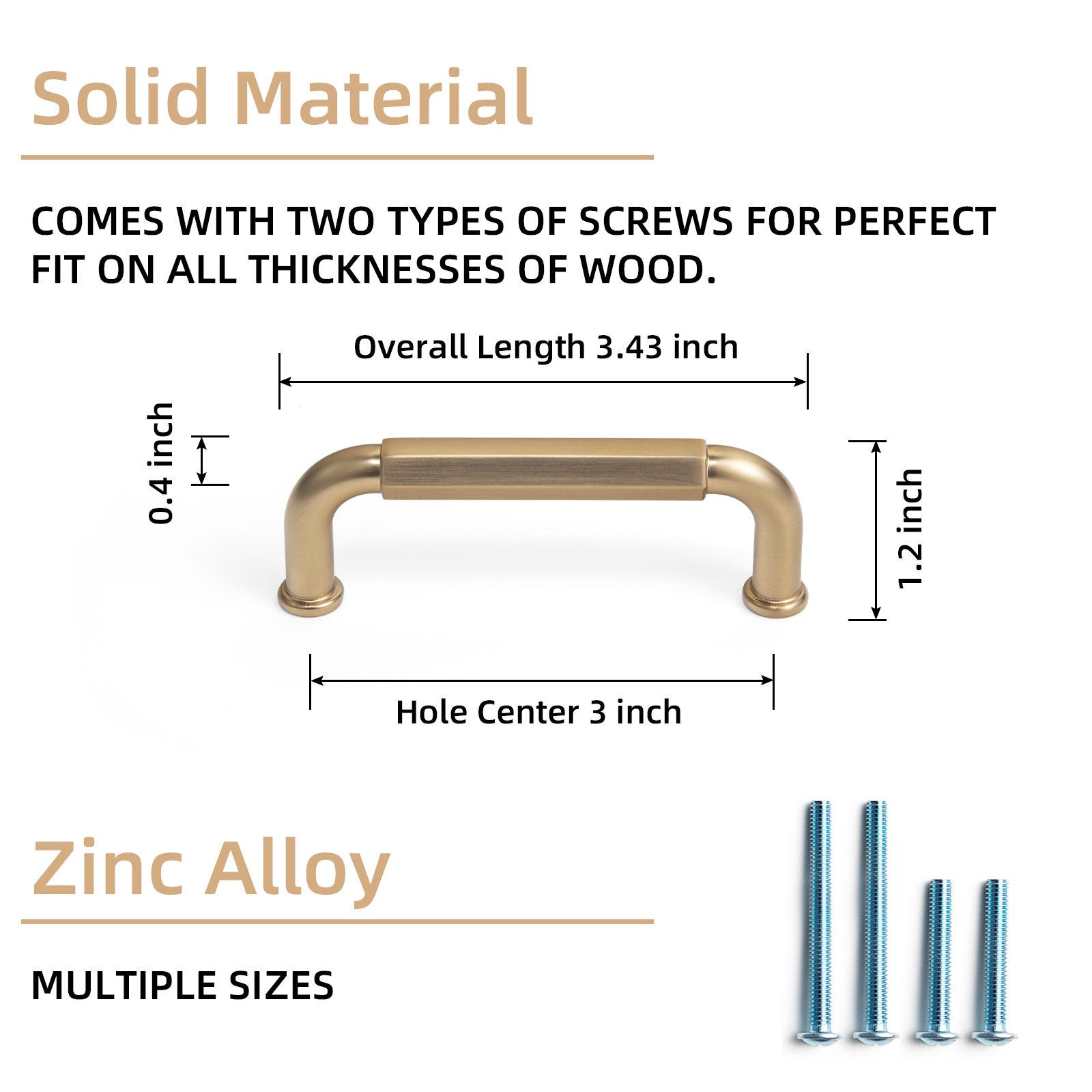Goo-Ki 12 Pack 3''(76 mm) Hole Centers Zinc Alloy Cabinet Handles, Champagne Bronze Cabinet Pulls for Kitchen,Drawer,Cupboard & Wardrobe