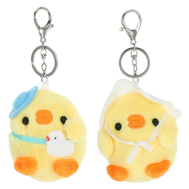 2 unids adorable de dibujos animados llavero llavero peluche juguete colgante para decoración de bolsas