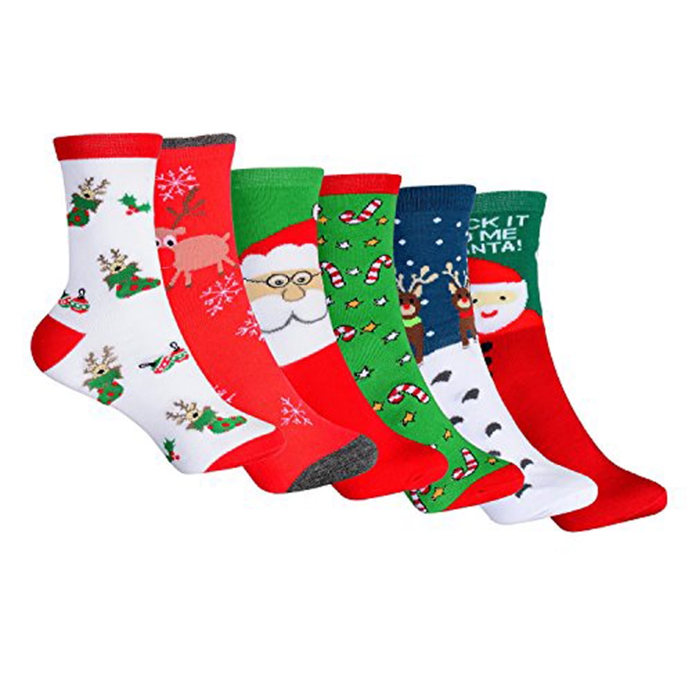 6-Pack New Fashion Holiday Novelty Socks Funny Christmas Socks, Festive ...