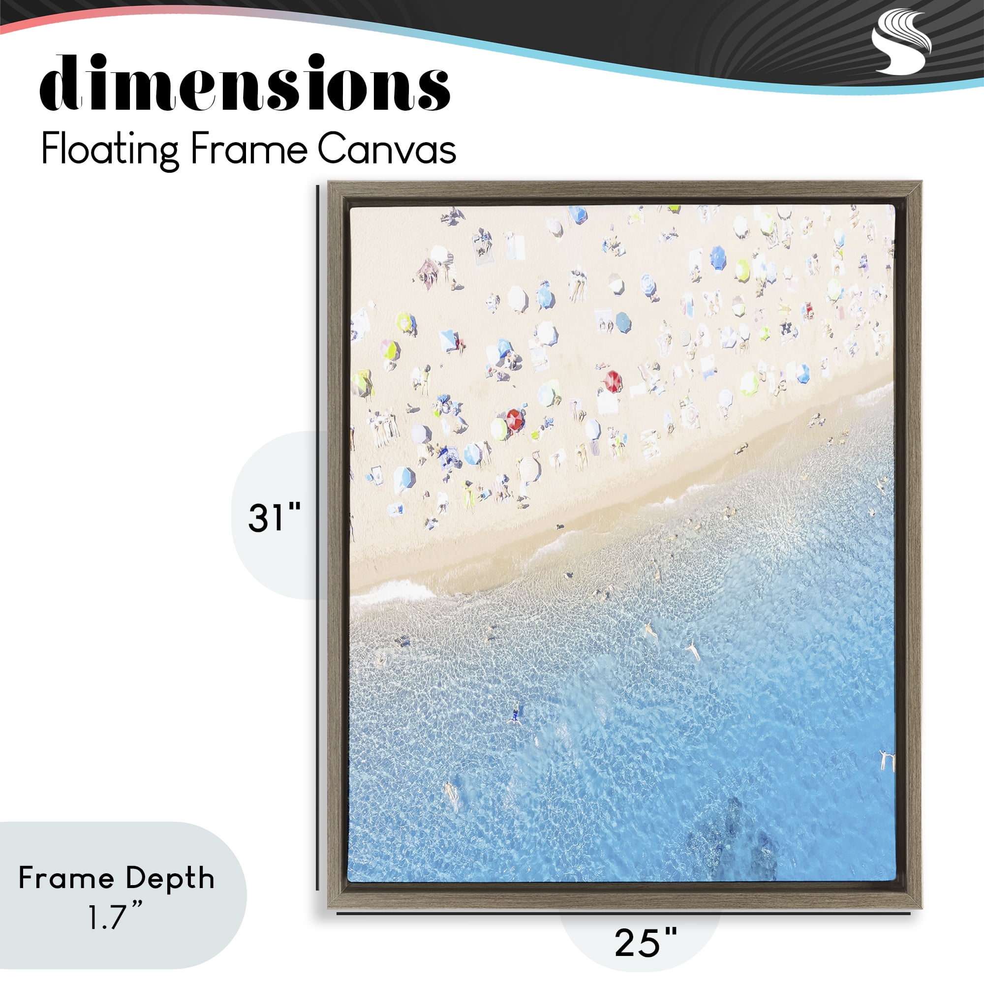 Stupell Industries Happy Beach in Summer Brown Framed Floater Canvas Wall Art, design by Leah Straatsma