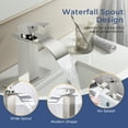 thumbnail image 5 of TVOFEK Brushed Nickel Waterfall Bathroom Faucet 1 or 3 Hole, Single Handle Bathroom Sink Faucet with Deck and Pop-up Drain for Lavatory Washbasin, 5 of 11