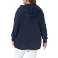 thumbnail image 4 of DARING DIVA Women's Plus Hooded Open Front Sweatshirt Jacket 3X Navy Blue, 4 of 6