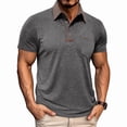 thumbnail image 2 of Qwertyu Mens Casual Polo Shirts Classic Short Sleeve Basic Golf Button Shirt with Pocket Dark Gray M, 2 of 6