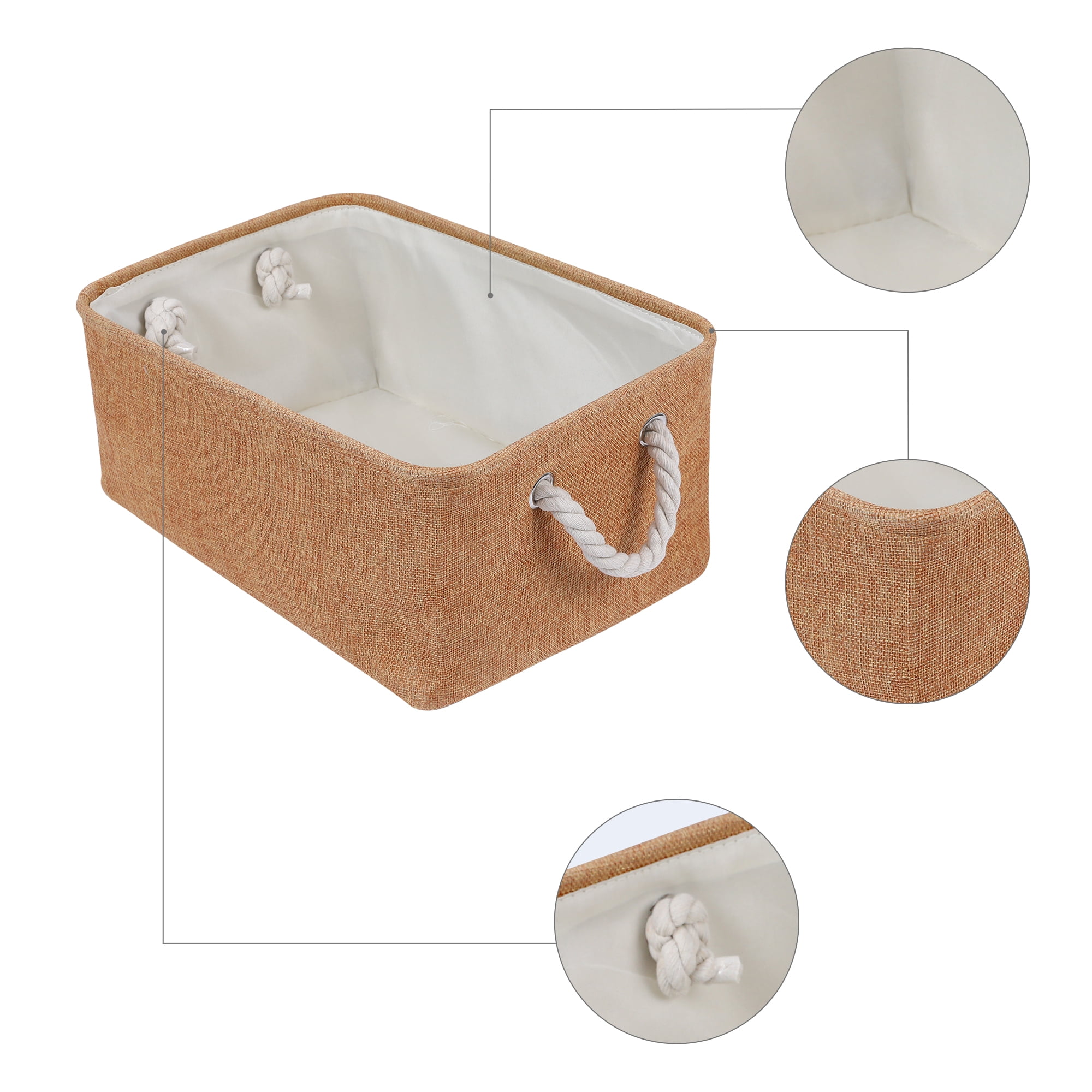 Unique Bargains Storage Bin with Handles for Closet Organizers Rose Gold 14.2"x10.2"x6.3"
