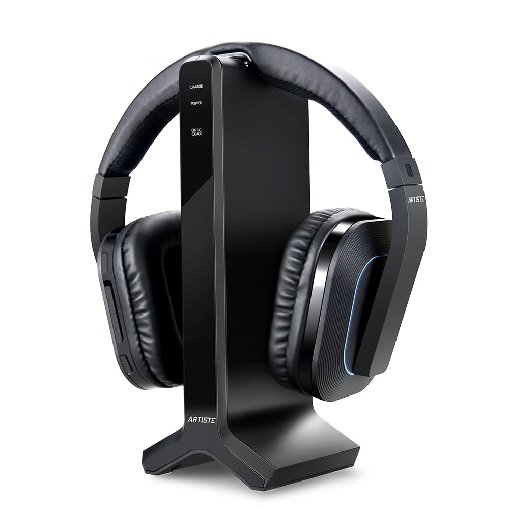 Wireless TV Headphone with 2.4GHz Digital Transmitter Charging Dock