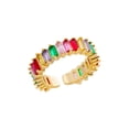 thumbnail image 1 of Anillos cuadrados de circonita cúbica para hombres y mujeres, acero inoxidable, Color dorado, cristal, anillo de boda, joyería de lujo, regalo, 1 of 5