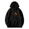 thumbnail image 3 of Men's Long Sleeve Hoodie Pullover with Pockets - Black Circular Design with Crossed Spoons ' The Slow Cooker ' Print, 3 of 7