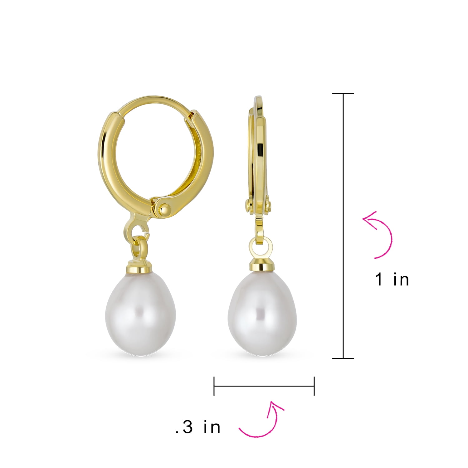 Pearl Drop Hoop Earrings - 14k Gold Filled Jewelry by Apelila