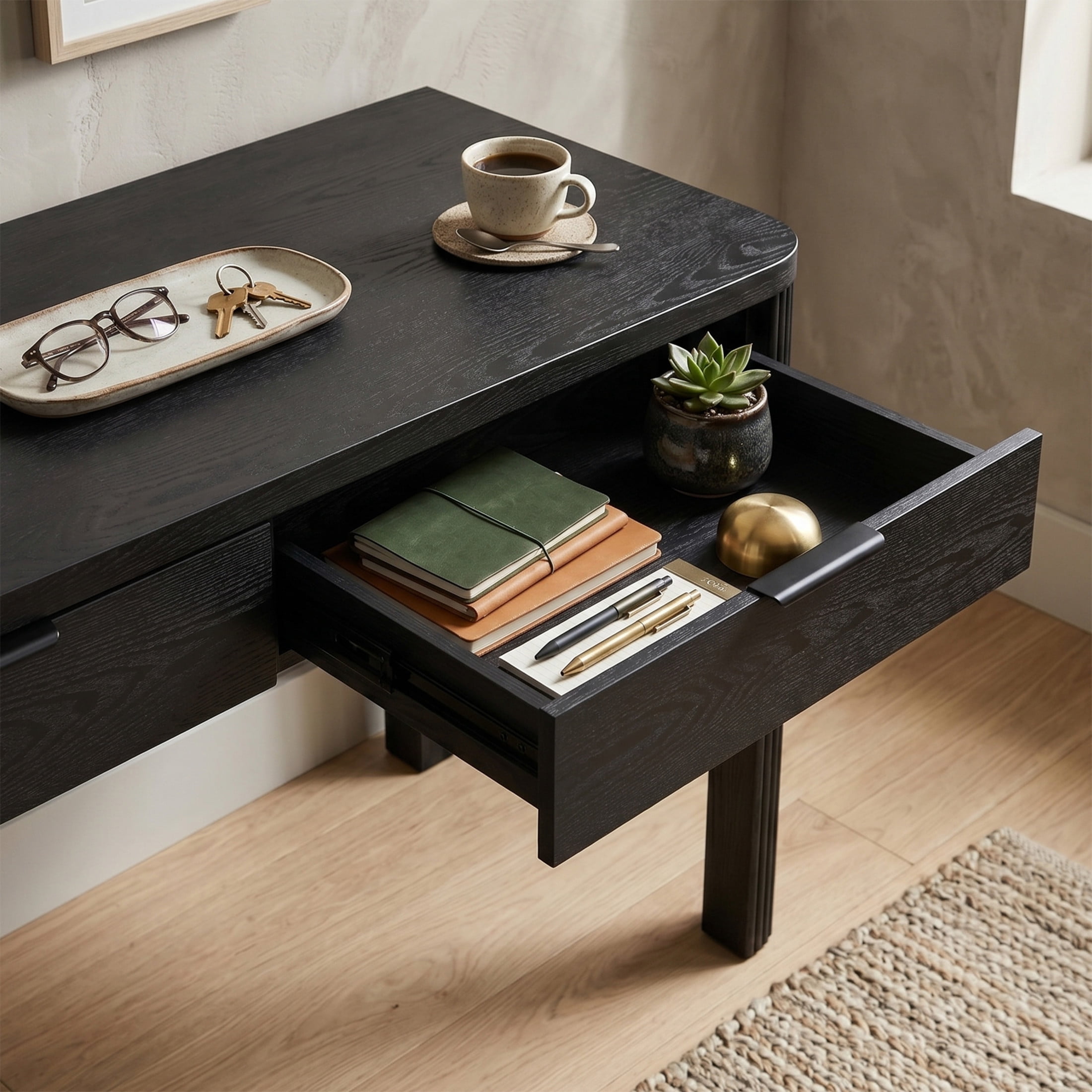 Evelyn&Zoe Modern/Contemporary 48" Wide Black Grain Home Office