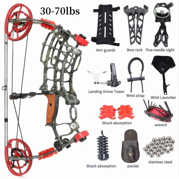 1 Set Of Compound Bows 30-55 Lbs Compound Bow Dual-purpose Bow Outdoor Hunting Archery Compound Dual-purpose Bow Archery Dual-purpose Compound Bow Alloy Composite Bow It Can Be Used By Both Novices
