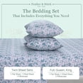 thumbnail image 2 of Feather and Stitch New York 4-Piece 300 Thread Count Blue Floral 100% Cotton Percale Sheet Set, King, 2 of 4