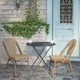 thumbnail image 3 of BizChair Set of 2 Indoor/Outdoor Commercial Bistro Stack Chairs, Natural/White PE Rattan Back & Seat, Bamboo Print Light Natural Aluminum Frame, 3 of 12