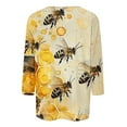 thumbnail image 4 of CYMMPU Bee Pattern Crew Neck Blouses for Women Dressy Casual Fall Trendy Shirts Tunic Tops Spring Tops Loose Fit 3/4 Sleeve Lightweight Basic Tees Multicolor XL, 4 of 5