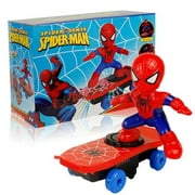 Spider-Man Robot Toys, Stunt Skateboard Scooter Electric Universal Rotating Tumble Music Led Light Cartoon Balance Bike Toy XMAS Gift Toys
