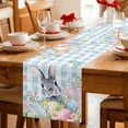thumbnail image 5 of Table Runner - 72 Inch Long, Easter Kitchen Dining Table Runner Dresser Scarves, Spring Rabbit Eggs Flowers Herbs Blue Plaid Farmhouse Decor for Coffee Tables Wedding Party Banquet, 5 of 8