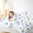 thumbnail image 3 of Manfei Blue Bow Daisy Love Heart Print Twin Comforter Sets for Girls, Cute Bows Bedding Set, Colorful Stars Reversible, 2 Pieces, 3 of 6