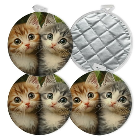 

4 PCS Pot Holders for Kitchen Potholders Sets with Hook for Oven Cooking Baking Two Cute Cats