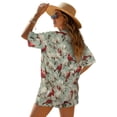 thumbnail image 2 of Xoenoiee Cardinal Flower Print Women's Hawaiian Beach Outfit 2 Piece Short Sleeve Swim Cover Up Shorts Set Summer Open Front Kimono Cardigan Vacation Beachwear, S, 2 of 7