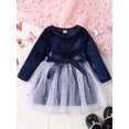 thumbnail image 2 of Bagilaanoe Toddler Baby Girl Fall Dress Sequins Long Sleeve A-line Princess Dresses 6M 12M 2T 3T 4T 5T Kid Velvet Patchwork Tulle Skirt, 2 of 8