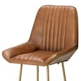 thumbnail image 2 of Benjara Bar Stool with Leatherette and Metal Sled Base, Brown and Brass, 2 of 5
