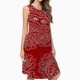 thumbnail image 2 of Red Paisley Pattern Dress Elegant Party Dresses Evening Dresses Women Dress Sleeveless Dress Ladies Dresses, 2 of 4