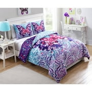 VCNY Home Multi-Color Fly Free Butterfly Printed 2/3-Piece Reversible Kids Bedding Comforter Set, Shams Included
