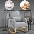 thumbnail image 5 of Rocking Chair for Nursery, Midcentury Modern Accent Rocker Armchair with Side Pocket, Upholstered High Back Wooden Rocking Chair for Living Room Baby Room Bedroom (Grey Teddy), 5 of 9