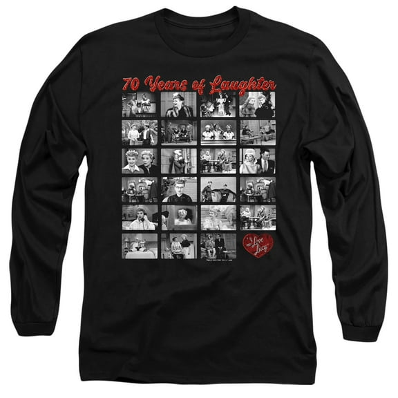 I Love Lucy Film Strip Unisex Adult Long-Sleeve T Shirt,Black, 2X-Large