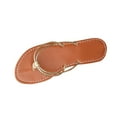 thumbnail image 2 of Miluxas Women's Metallic Open Toe Thong Sandals Summer Strappy Flat Sandals Gold 8.5(41), 2 of 9