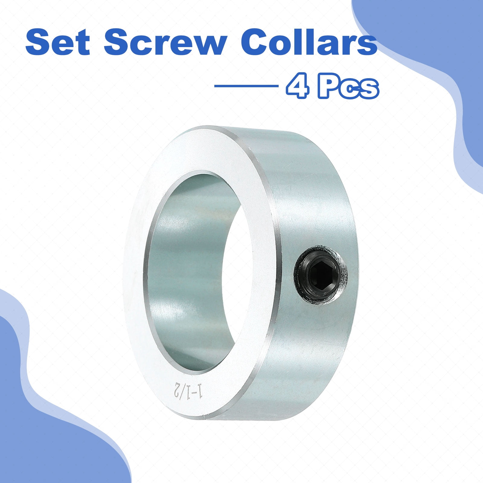 4pcs Set Screw Collars 1-1/2" Bore Carbon Steel Shaft Collars, 2-1/4" OD, 3/4" Width Lock Axle Collar Clamp
