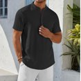 thumbnail image 4 of YATELLE Men's Henley Shirt Short Sleeve Stand Collar Summer Casual Beach Hippie T-Shirts, 4 of 6