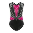 thumbnail image 3 of TSSOE Kids Girls 3-Piece Set Athletic Unitards Gymnastics Leotards Tumbling Clothes Ballet Dance Biketards Hot Pink&Black 12, 3 of 7