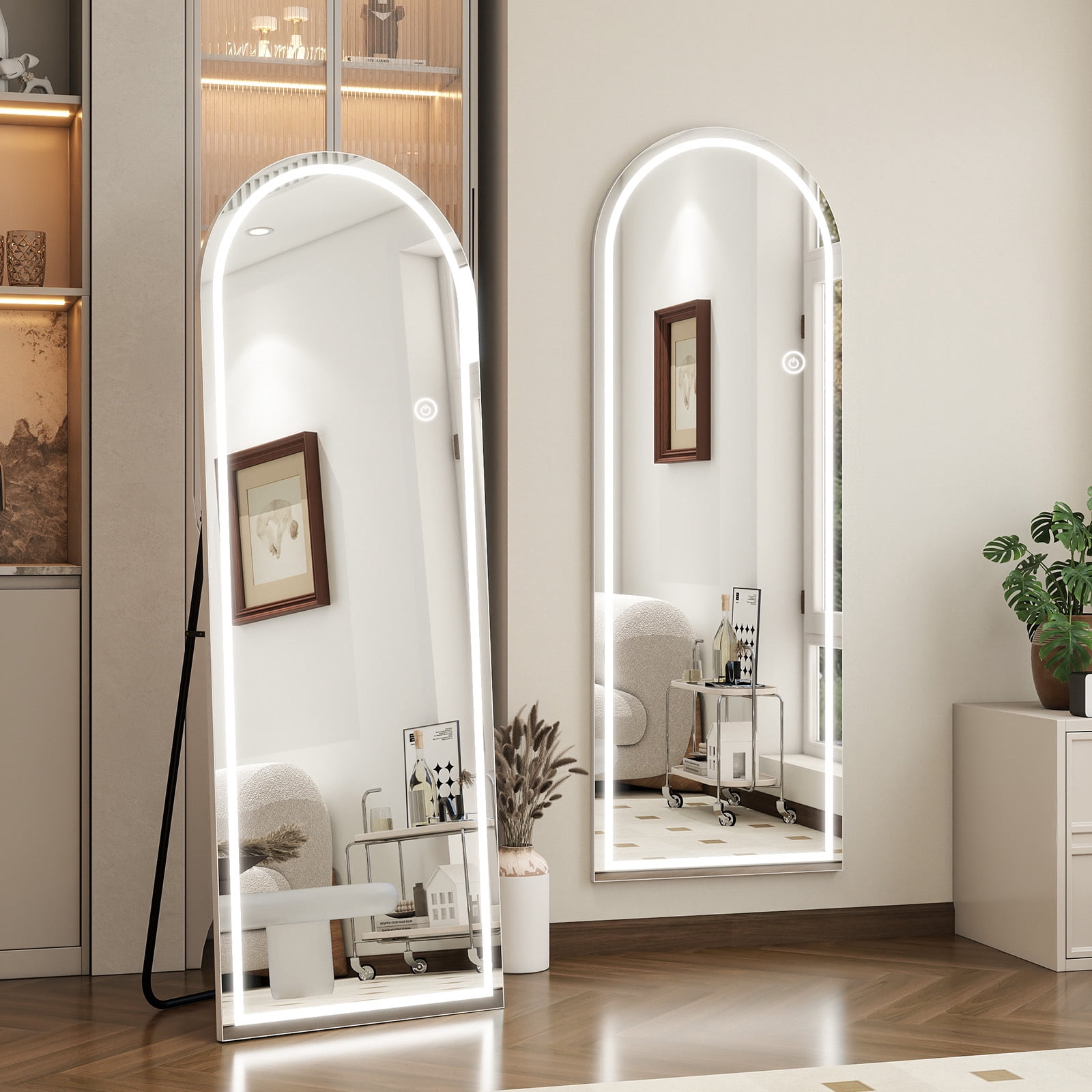 BEAUTYPEAK 21.1"x64" Full Length Standing Mirror with LED Lights,White