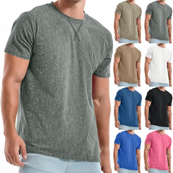 Men's T-Shirt Cotton Blend Summer Round Neck Short Sleeve Casual Top Comfort Stretch Breathable Fabric Casual Daily Gym Workout Streetwear Beach | Zenithor,Black L