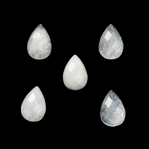 Natural White Moonstone Cabochons Faceted Teardrop 12.5~13x8.5~9x4.5~5mm