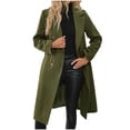 thumbnail image 2 of Fartey Pea Coats for Women Notch Collar Single Breasted Mid-Long Trench Coat 2024 Winter Casual Woolen Overcoat Trendy Open Front Cardigant Jackets with Pockets, 2 of 6