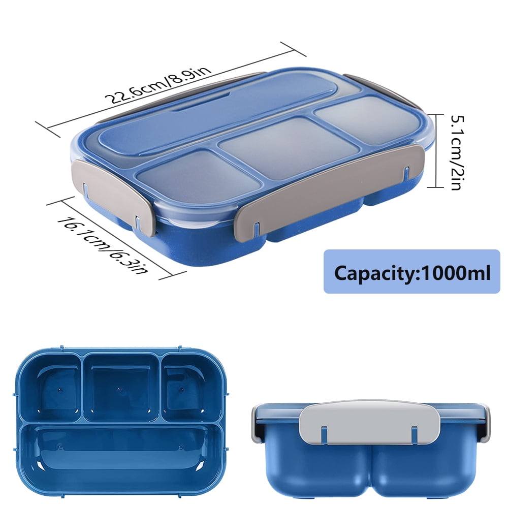 Lunch Box Adult Bento Box,1L Bento Lunch Box Container Built in Utensil Set for Adult Modern Style Lunch Container for Office,Picnic Leak Proof-Blue