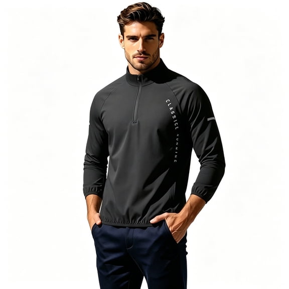 Men's Long Sleeve 1/4 Zip Sun Protection Shirts Athletic Casual Golf Mock Neck Rash Guard Pullover