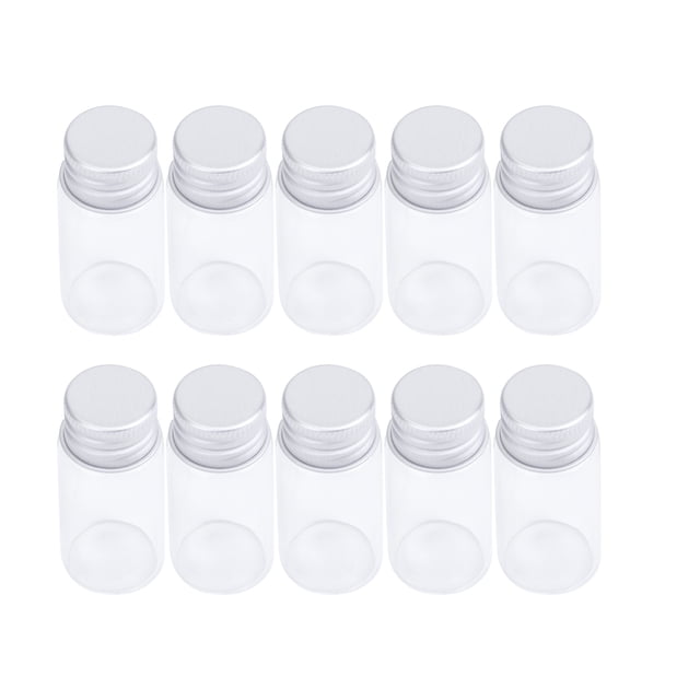 20pcs 10ml Botellas de almacenamiento de vidrio Tapa de aluminio Tarros de deseo Mini botellas de vidrio Botellas transparentes