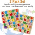 thumbnail image 4 of Wooden Puzzles for Toddlers, 2 Pack Chunky Wooden Peg Board Alphabet Puzzles with Colorful Fruit Animal Pattern, Educational Learning Toy for Kids Age, 4 of 4