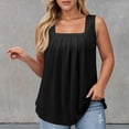 thumbnail image 3 of Women's Casual Square Neck Tank Top Pure Color Ruffle Detail Blouse for Spring Summer Daily Wear with Jeans Workout Set Fitted T Shirt Atmosphere Top Cleavage Cover plus Size Camisole Petite 3, 3 of 6