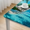 thumbnail image 4 of HAOXIT Square Tablecloths,Waterproof Tablecloth Polyester Wrinkle Free Elastic Edged Table Cover, Blue Coast Outdoor Patio Party Dining, Fits Square Tables 54''x54'', 4 of 7
