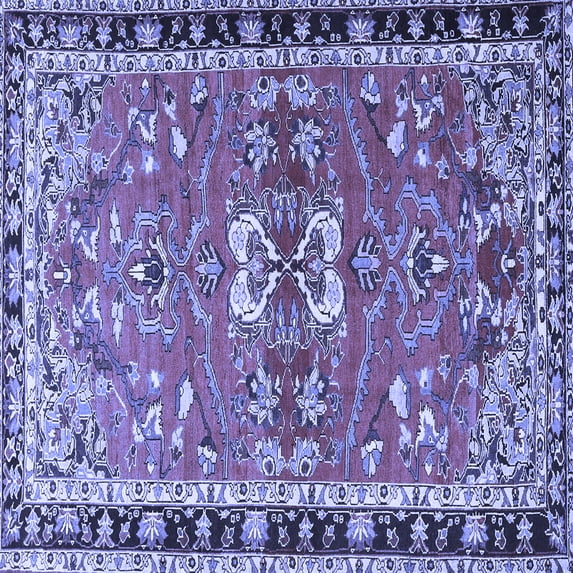 Ahgly Company Machine Washable Indoor Square Persian Blue Traditional Area Rugs, 7' Square