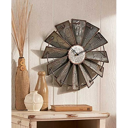 Metal Windmill Wall Clock