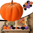 thumbnail image 3 of Small Faux Harvest Velvet Pumpkins, Fabric Pumpkin Decor 1 Pc Artificial Velvet Fall Thanksgiving Table Centerpiece Decor, 3.34 inch, 3 of 4