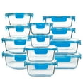 thumbnail image 1 of Glass Meal Prep Containers Set of 12 Food Storage Containers for Lunches, Dishwasher Safe, Blue, 1 of 4