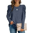 thumbnail image 2 of YDLCAFD Femmes Automne Hiver Nouveau Col Rond Ample Plissé Manches Longues Haut Uni T-Shirts Graphiques pour Femmes T-Shirts Personnalisés Logo T-Shirts Graphiques Chien pour Femmes, 2 of 7