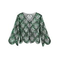thumbnail image 4 of inhzoy Women's Sequined Bolero Shrug Long Sleeve Cardigan Tops Shawls for Wedding Evening Party Black&Green One Size, 4 of 8